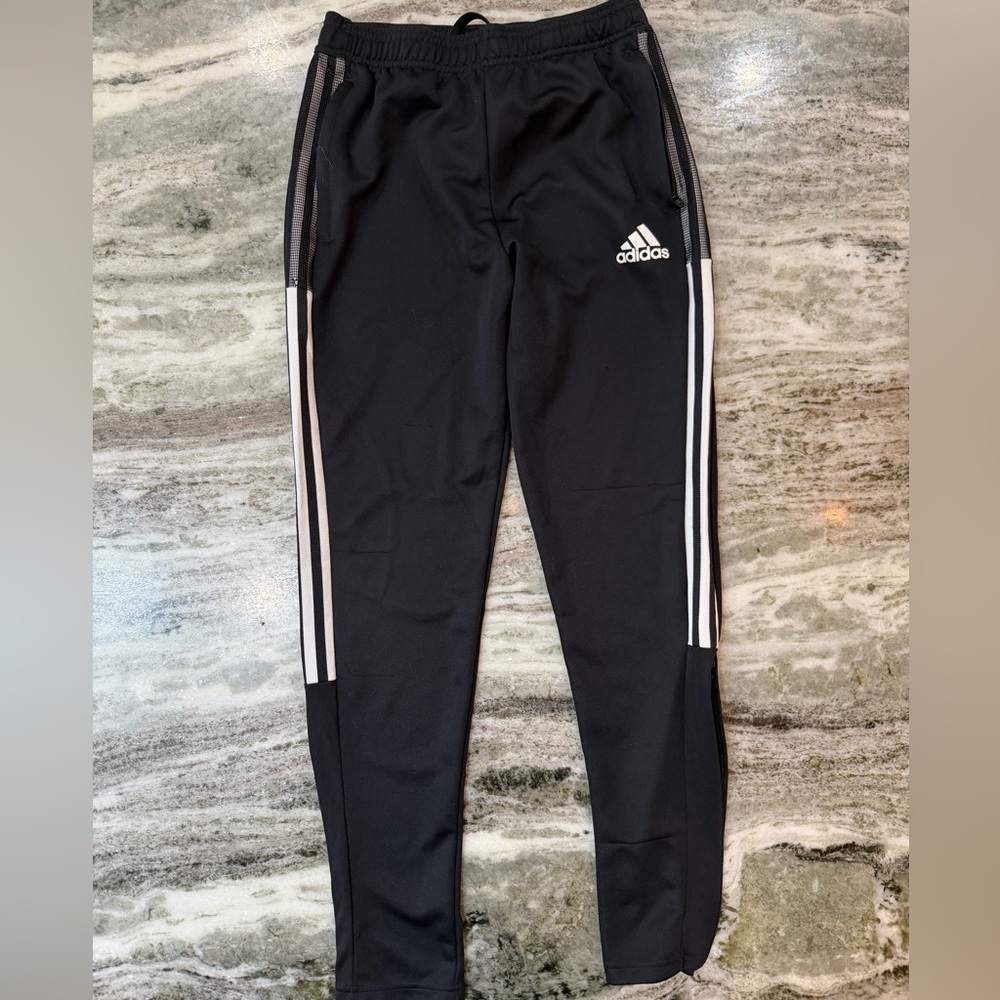 Adidas Black Joggers with White Stripes Youth Large